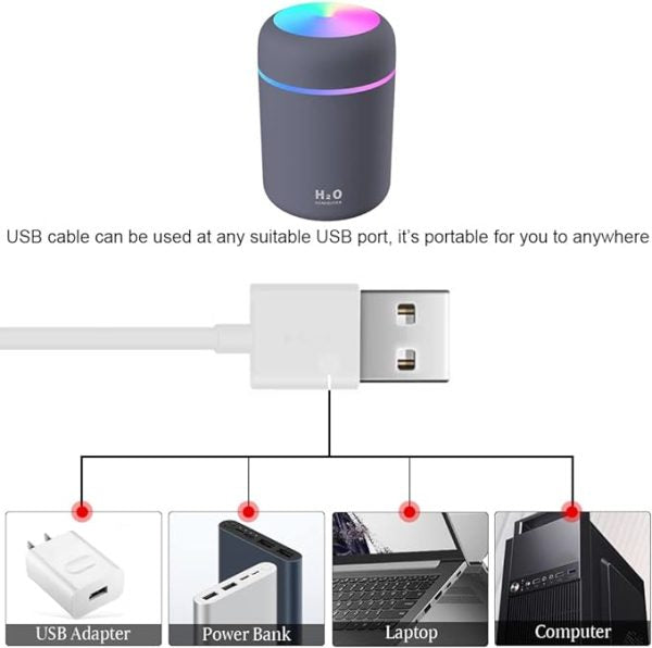 Portable Diffuser Usb Humidifier | Led Lights Two Functions | Colorful Cool Mini Humidifier, Portable Air Humidifier Aroma Essential Oil Diffuser, Usb Mist Sprayer Small Personal Humidifier For Car Home (dark Grey)