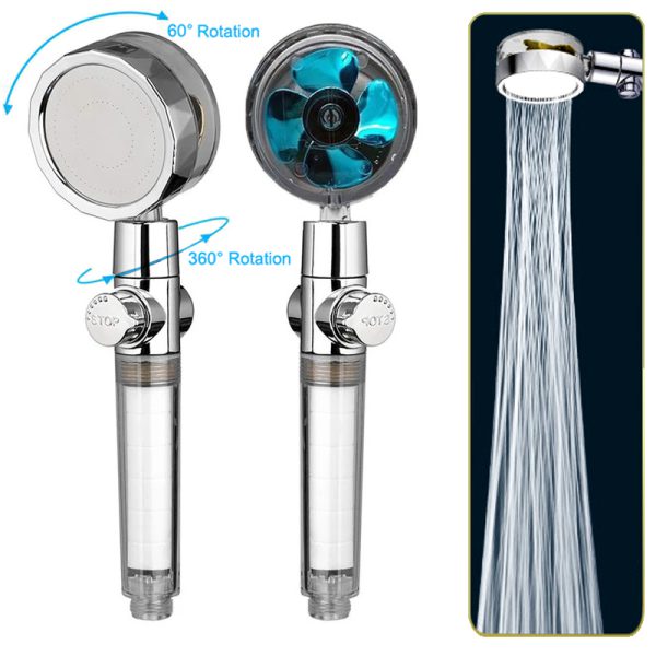Pressurized Shower Head Turbine Shower Accessories One Piece Water Stop(random Color🔥