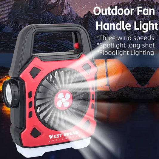 Camping Lights Outdoor Mini Electric Fan Rechargeable Flashlight Emergency Power Bank For Hiking Fishing