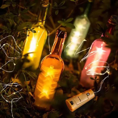Wine Bottle Lights With Cork Led String Light | Copper Wire Fairy Garland Lights | Christmas Holiday Party Wedding Decoration (20 Led’s)